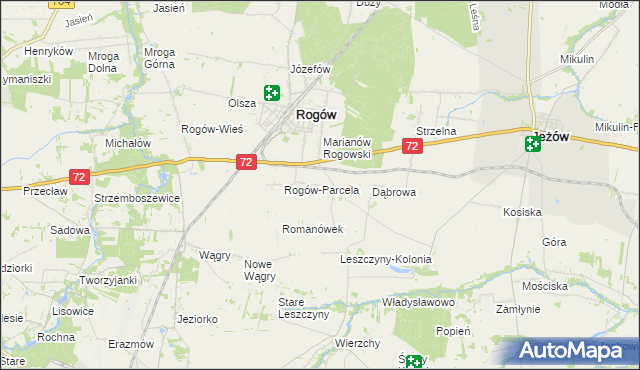 mapa Popień gmina Rogów, Popień gmina Rogów na mapie Targeo