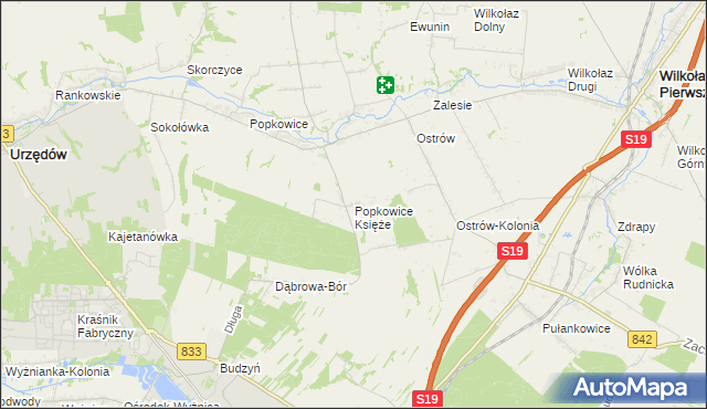 mapa Popkowice Księże, Popkowice Księże na mapie Targeo