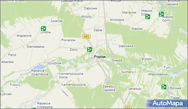 mapa Popów powiat kłobucki, Popów powiat kłobucki na mapie Targeo