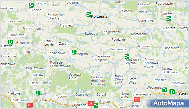 mapa Posadowa Mogilska, Posadowa Mogilska na mapie Targeo