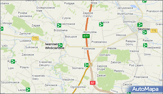 mapa Poskwitów, Poskwitów na mapie Targeo