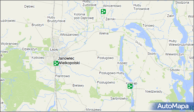 mapa Posługowo, Posługowo na mapie Targeo
