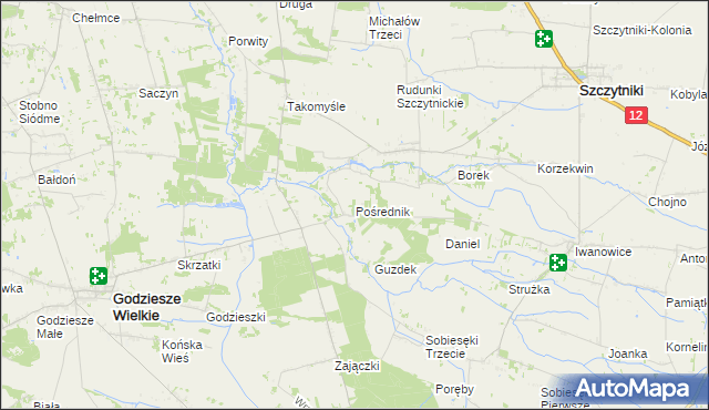 mapa Pośrednik, Pośrednik na mapie Targeo