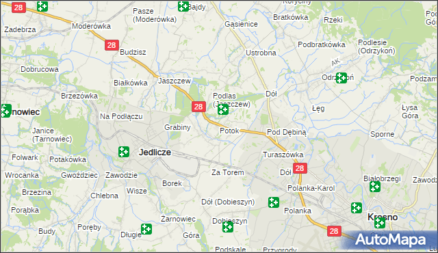 mapa Potok gmina Jedlicze, Potok gmina Jedlicze na mapie Targeo