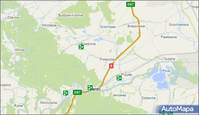 mapa Potworów gmina Bardo, Potworów gmina Bardo na mapie Targeo