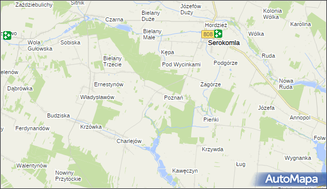 mapa Poznań gmina Serokomla, Poznań gmina Serokomla na mapie Targeo