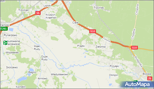 mapa Prądki, Prądki na mapie Targeo