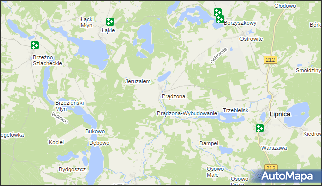 mapa Prądzona, Prądzona na mapie Targeo