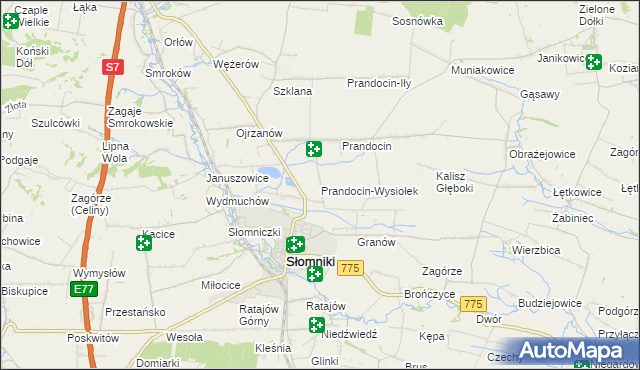 mapa Prandocin-Wysiołek, Prandocin-Wysiołek na mapie Targeo