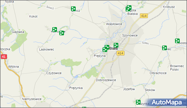 mapa Prężyna, Prężyna na mapie Targeo