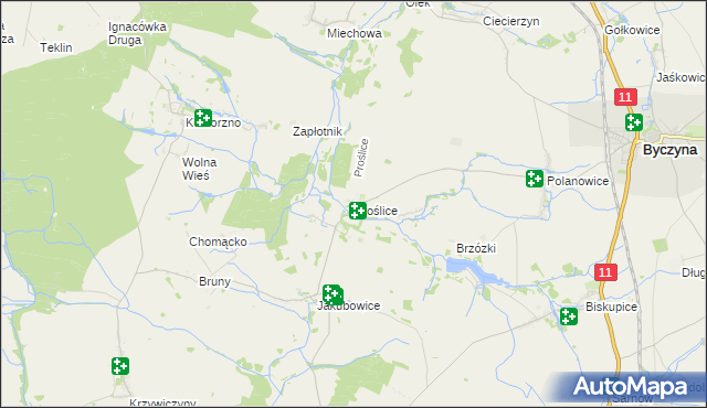 mapa Proślice, Proślice na mapie Targeo