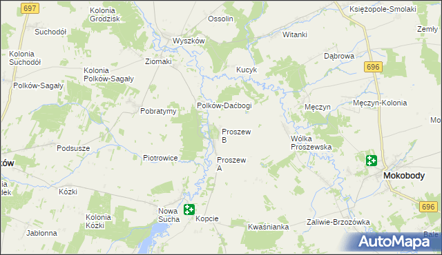 mapa Proszew B, Proszew B na mapie Targeo