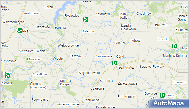 mapa Prusinowice gmina Waśniów, Prusinowice gmina Waśniów na mapie Targeo