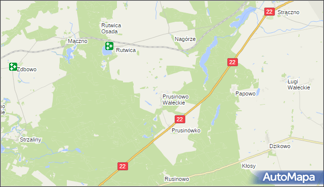 mapa Prusinowo Wałeckie, Prusinowo Wałeckie na mapie Targeo