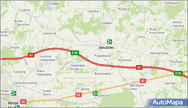 mapa Przedewsie gmina Jakubów, Przedewsie gmina Jakubów na mapie Targeo