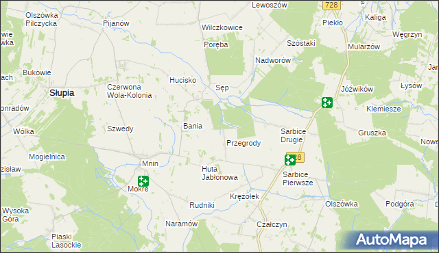 mapa Przegrody gmina Radoszyce, Przegrody gmina Radoszyce na mapie Targeo