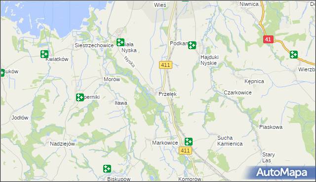 mapa Przełęk gmina Nysa, Przełęk gmina Nysa na mapie Targeo