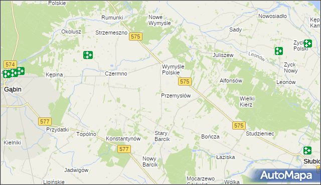 mapa Przemysłów gmina Gąbin, Przemysłów gmina Gąbin na mapie Targeo