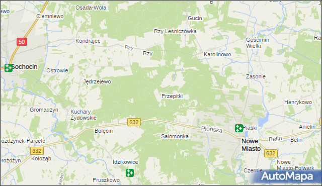 mapa Przepitki gmina Nowe Miasto, Przepitki gmina Nowe Miasto na mapie Targeo