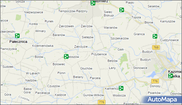 mapa Przybenice, Przybenice na mapie Targeo