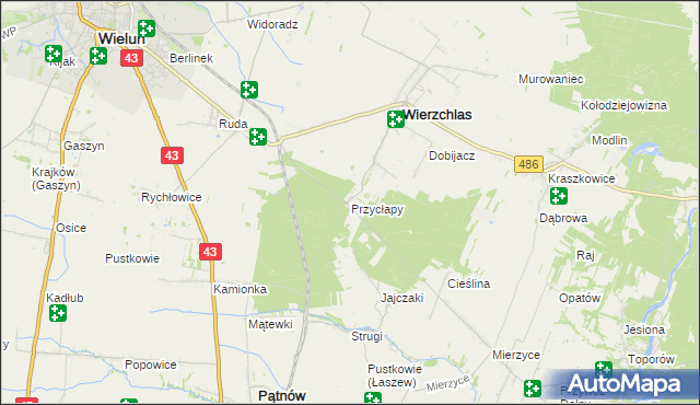 mapa Przycłapy, Przycłapy na mapie Targeo