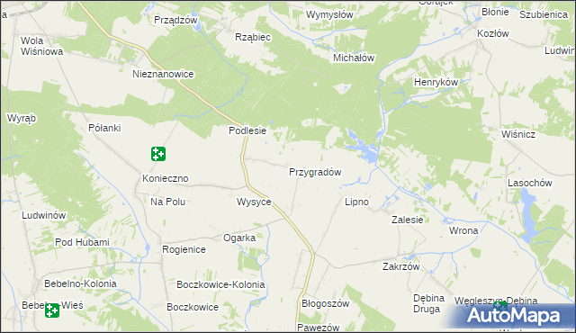 mapa Przygradów, Przygradów na mapie Targeo