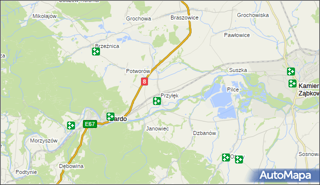 mapa Przyłęk gmina Bardo, Przyłęk gmina Bardo na mapie Targeo