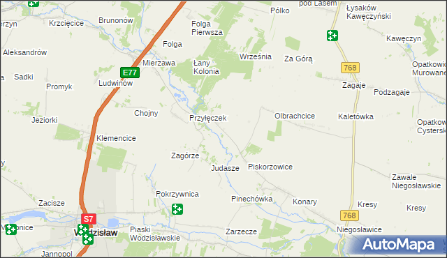 mapa Przyłęk gmina Wodzisław, Przyłęk gmina Wodzisław na mapie Targeo