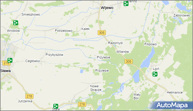 mapa Przylesie gmina Wijewo, Przylesie gmina Wijewo na mapie Targeo