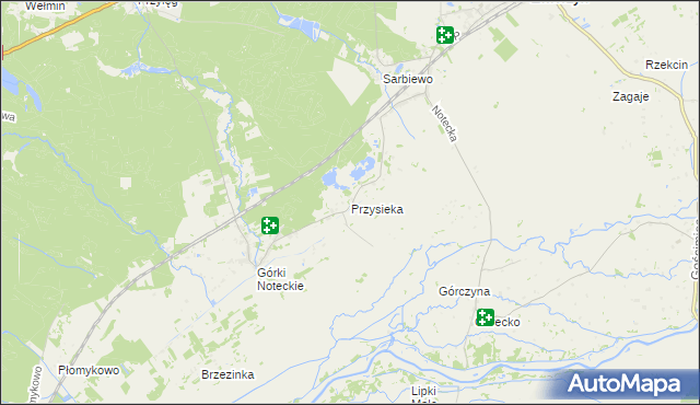 mapa Przysieka gmina Zwierzyn, Przysieka gmina Zwierzyn na mapie Targeo