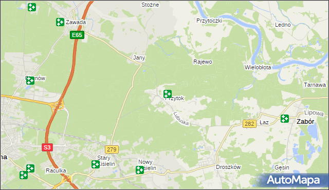 mapa Przytok gmina Zabór, Przytok gmina Zabór na mapie Targeo