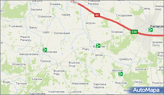 mapa Psary gmina Dalików, Psary gmina Dalików na mapie Targeo