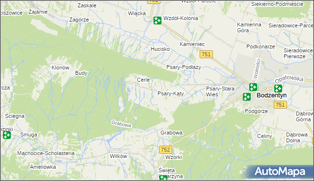 mapa Psary-Kąty, Psary-Kąty na mapie Targeo