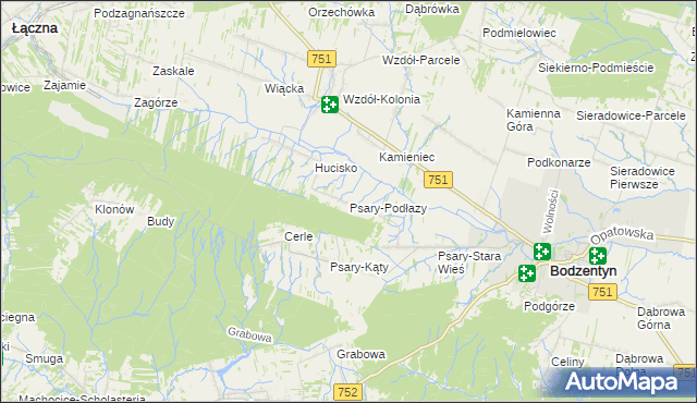 mapa Psary-Podłazy, Psary-Podłazy na mapie Targeo