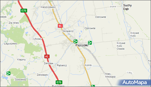 mapa Pszczółki powiat gdański, Pszczółki powiat gdański na mapie Targeo