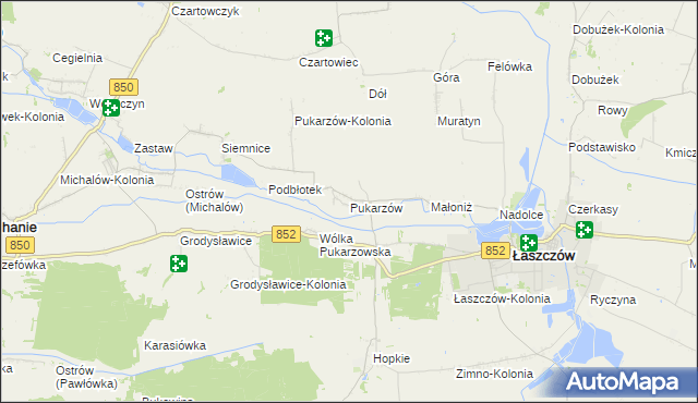 mapa Pukarzów gmina Łaszczów, Pukarzów gmina Łaszczów na mapie Targeo