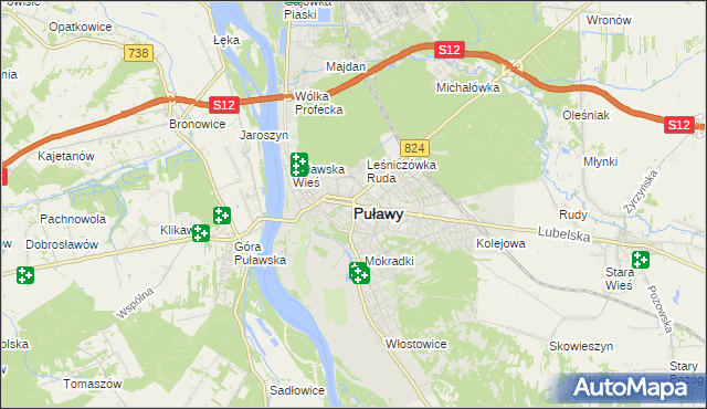 mapa Puław, Puławy na mapie Targeo