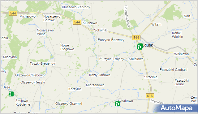 mapa Purzyce-Trojany, Purzyce-Trojany na mapie Targeo