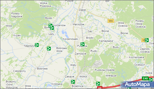 mapa Pustków gmina Dębica, Pustków gmina Dębica na mapie Targeo