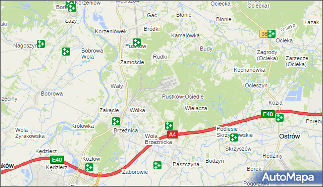 mapa Pustków-Osiedle, Pustków-Osiedle na mapie Targeo