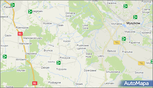 mapa Pustkowie Lgockie, Pustkowie Lgockie na mapie Targeo