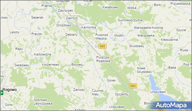 mapa Puszcza Rządowa, Puszcza Rządowa na mapie Targeo