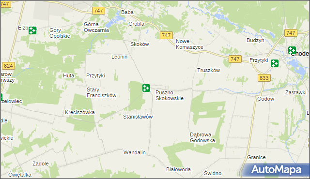 mapa Puszno Skokowskie, Puszno Skokowskie na mapie Targeo