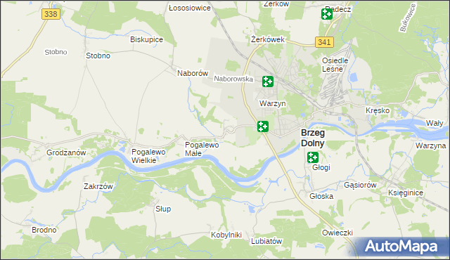 mapa Pysząca gmina Brzeg Dolny, Pysząca gmina Brzeg Dolny na mapie Targeo