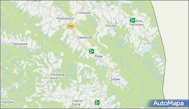 mapa Rabe gmina Czarna, Rabe gmina Czarna na mapie Targeo