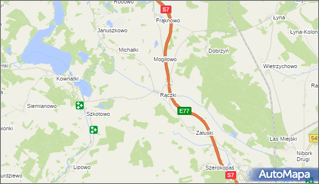 mapa Rączki gmina Nidzica, Rączki gmina Nidzica na mapie Targeo