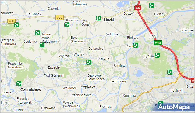 mapa Rączna, Rączna na mapie Targeo