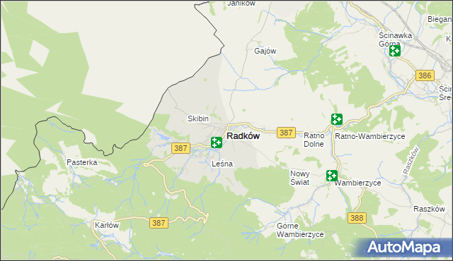 mapa Radków powiat kłodzki, Radków powiat kłodzki na mapie Targeo