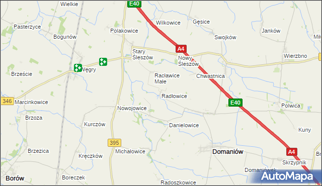 mapa Radłowice, Radłowice na mapie Targeo