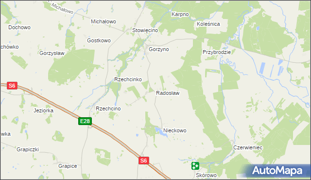 mapa Radosław gmina Potęgowo, Radosław gmina Potęgowo na mapie Targeo